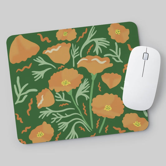 Green Floral Mouse Pad