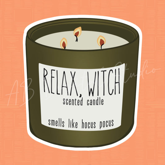 Relax Witch Candle Sticker