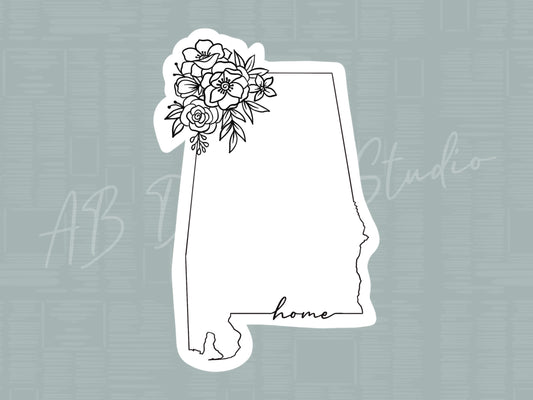 Floral State Sticker - Alabama